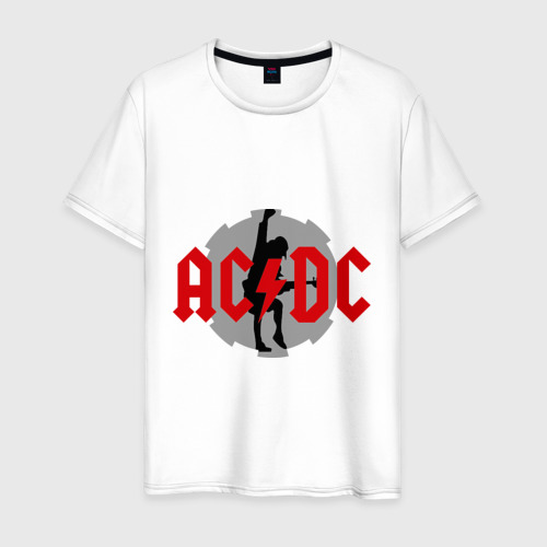 Мужская футболка хлопок с принтом AC DC Ангус Янг, вид спереди #2