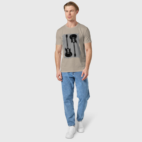 Мужская футболка хлопок с принтом Две гитары, вид сбоку #3
