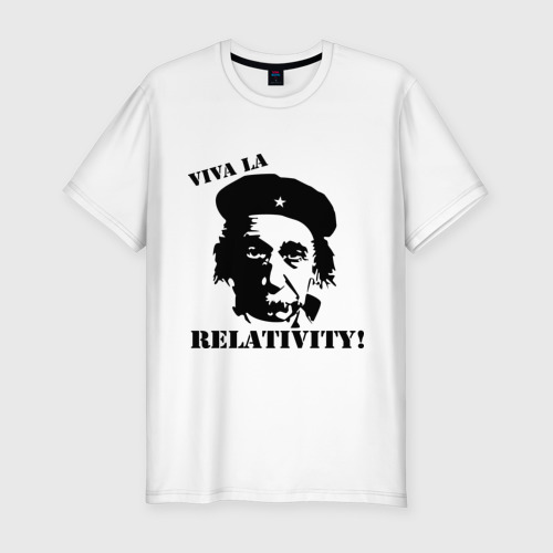 Мужская футболка хлопок Slim с принтом Эйнштейн - Viva La Relativity!, вид спереди #2