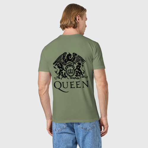 Мужская футболка хлопок с принтом Queen We will rock you!, вид сзади #2