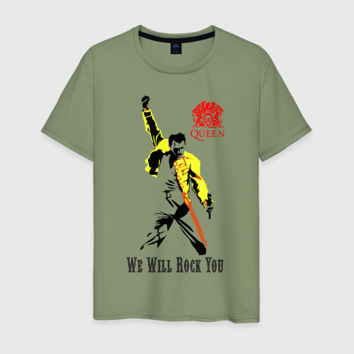 Мужская футболка хлопок с принтом Queen We will rock you!, вид спереди #2
