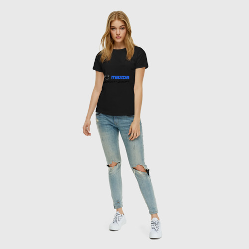 Женская футболка хлопок с принтом Мazda zoom-zoom, вид сбоку #3