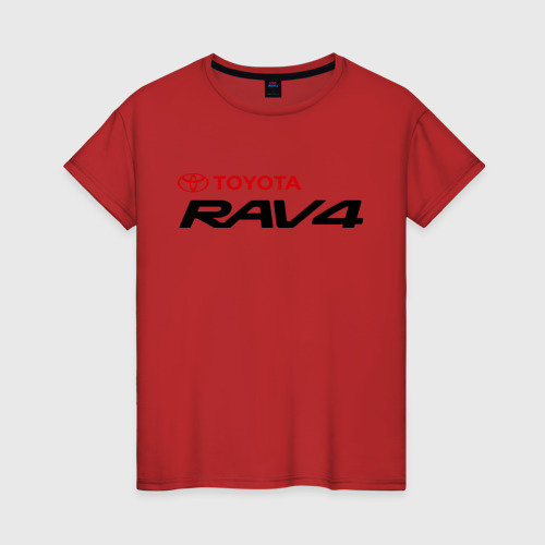 Женская футболка хлопок с принтом Toyota Rav4, вид спереди #2