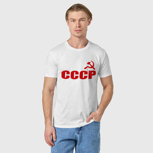 Мужская футболка хлопок с принтом СССР (1), фото на моделе #1