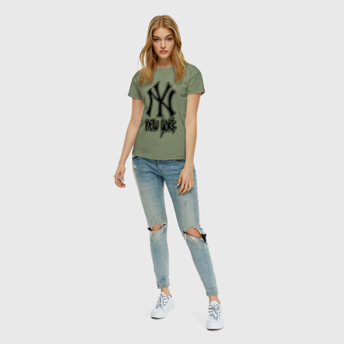 Женская футболка хлопок с принтом New York (Нью Йорк), вид сбоку #3