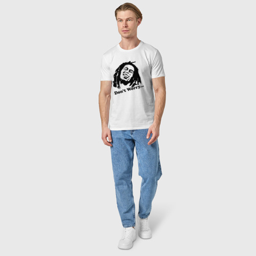 Мужская футболка хлопок с принтом Bob marley-don\'t worry, вид сбоку #3