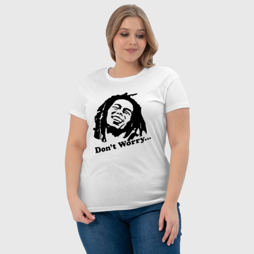 Женская футболка хлопок с принтом Bob marley-don\'t worry, фото #4