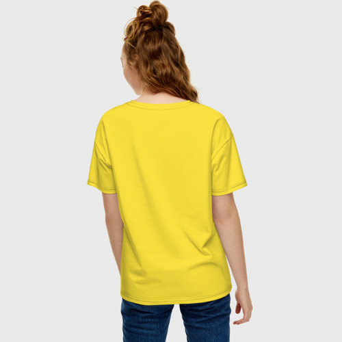 Женская футболка хлопок Oversize с принтом Спасём мир, вид сзади #2