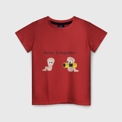 Детская футболка хлопок с принтом Worms armageddon, вид спереди #2
