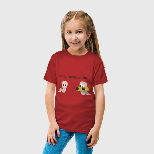 Детская футболка хлопок с принтом Worms armageddon, вид сбоку #3