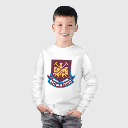 Детский лонгслив хлопок с принтом FA Premier League-West Ham United, фото на моделе #1
