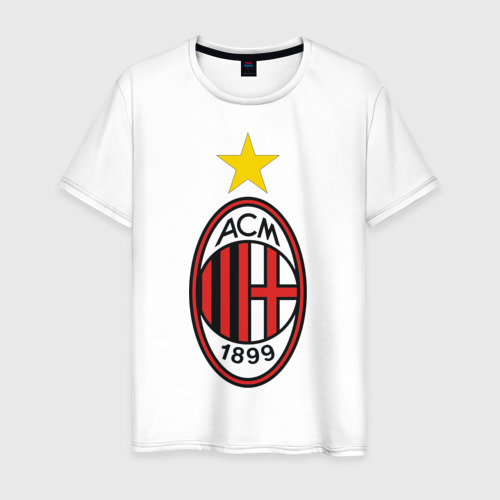 Мужская футболка хлопок с принтом Italian Serie A AC Milan, вид спереди #2