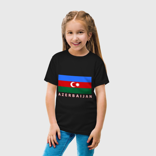 Детская футболка хлопок с принтом Азербайджан, вид сбоку #3