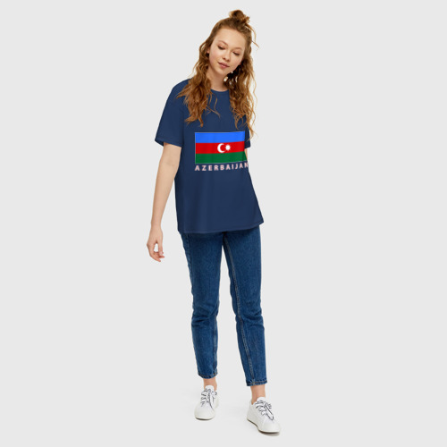 Женская футболка хлопок Oversize с принтом Азербайджан, вид сбоку #3
