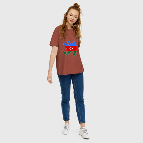 Женская футболка хлопок Oversize с принтом Azerbaijan map, вид сбоку #3