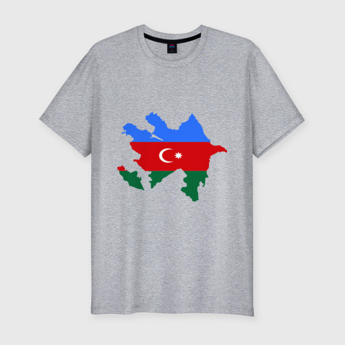 Мужская футболка хлопок Slim с принтом Azerbaijan map, вид спереди #2