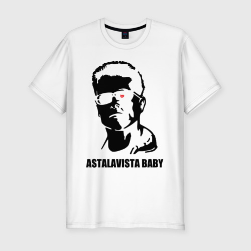Мужская футболка хлопок Slim с принтом Терминатор Astalavista Baby, вид спереди #2