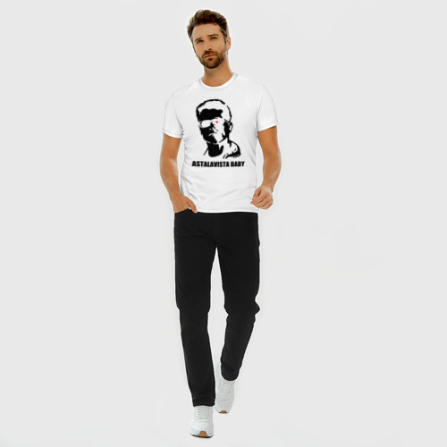 Мужская футболка хлопок Slim с принтом Терминатор Astalavista Baby, вид сбоку #3