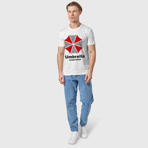 Мужская футболка хлопок с принтом Umbrella corporation, вид сбоку #3