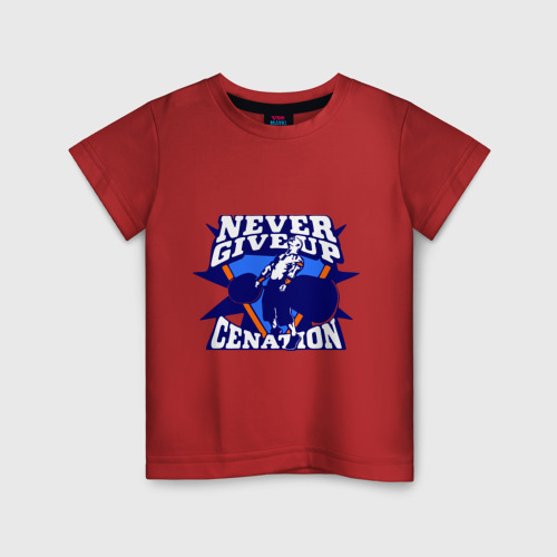 Детская футболка хлопок с принтом WWE John Cena Never Give Up, вид спереди #2