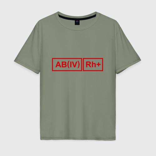 Мужская футболка хлопок Oversize с принтом Группа крови 4, резус +, вид спереди #2