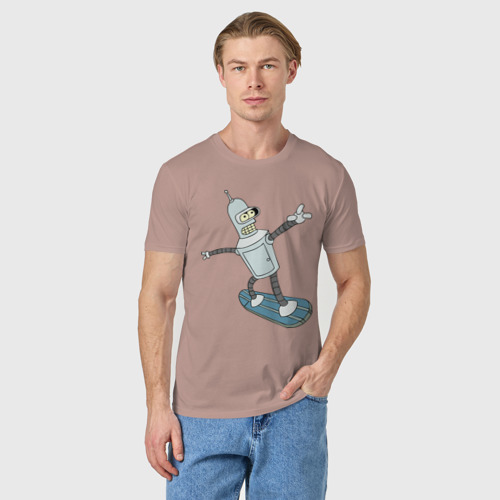 Мужская футболка хлопок с принтом Бендер - бордер, фото на моделе #1