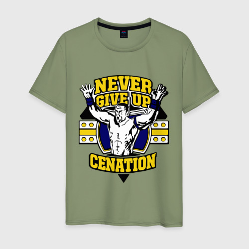 Мужская футболка хлопок с принтом WWE John Cena Never Give Up 3, вид спереди #2