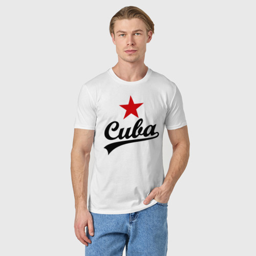 Мужская футболка хлопок с принтом Куба - Cuba, фото на моделе #1
