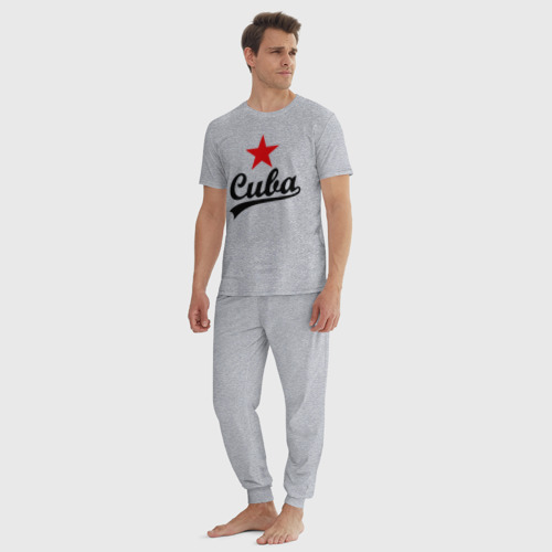 Мужская пижама хлопок с принтом Куба - Cuba, вид сбоку #3