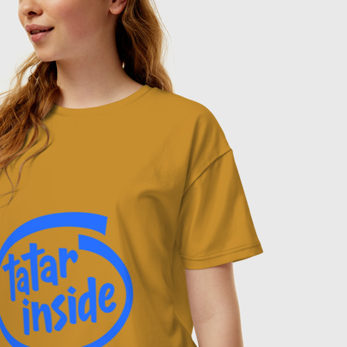 Женская футболка хлопок Oversize с принтом Татарин Внутри – Tatar inside, фото на моделе #1