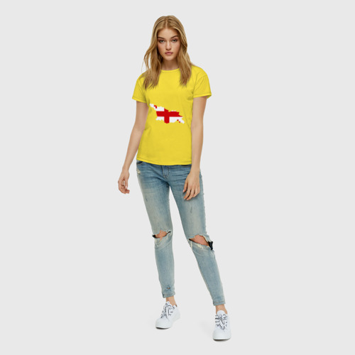Женская футболка хлопок с принтом Грузия (Georgia), вид сбоку #3