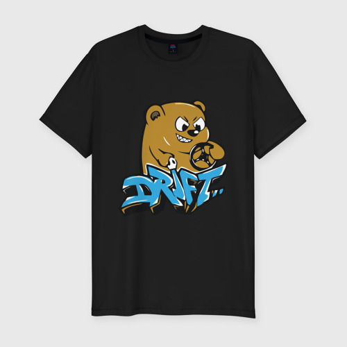 Мужская футболка премиум с принтом Drift bear, вид спереди #2