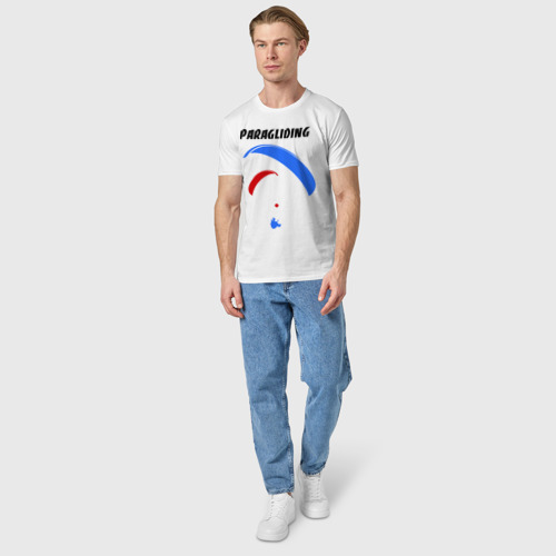 Мужская футболка хлопок с принтом Paragliding, вид сбоку #3