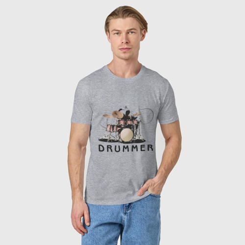 Мужская футболка хлопок с принтом Drummer, фото на моделе #1