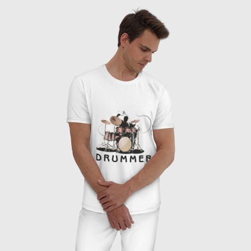 Мужская пижама хлопок с принтом Drummer, фото на моделе #1