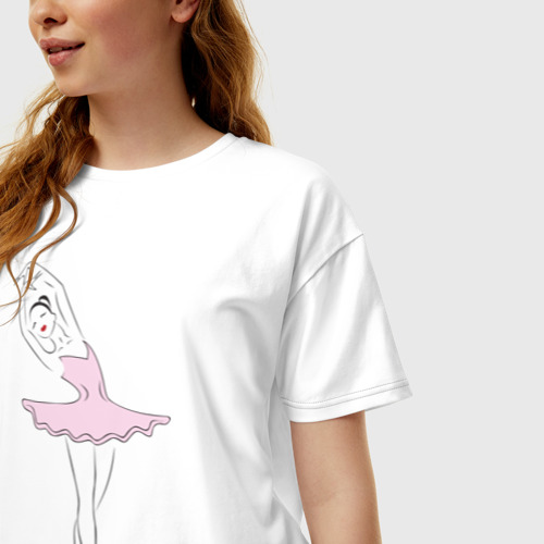 Женская футболка хлопок Oversize с принтом Балерина 2, фото на моделе #1