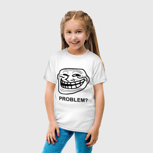 Детская футболка хлопок с принтом Trollface Problem? Проблемы?, вид сбоку #3