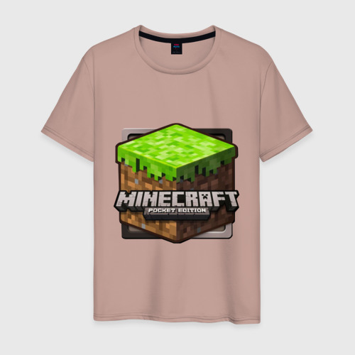 Мужская футболка хлопок с принтом Minecraft logo, вид спереди #2