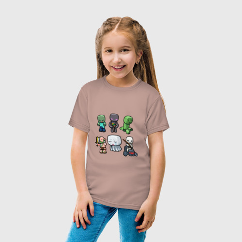 Детская футболка хлопок с принтом Minecraft units, вид сбоку #3
