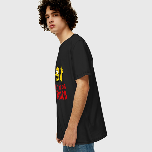 Мужская футболка хлопок Oversize с принтом Simpson Rock, вид сбоку #3