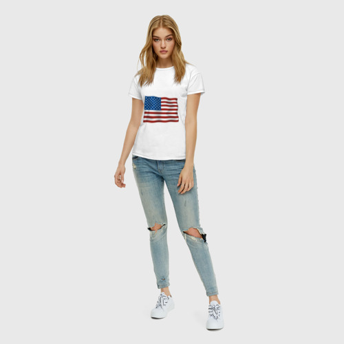Женская футболка хлопок с принтом Америка флаг, вид сбоку #3