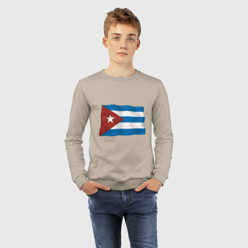 Детский свитшот хлопок с принтом Куба флаг, фото #4