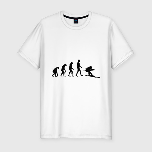 Мужская футболка премиум с принтом Эволюция лыжи, вид спереди #2