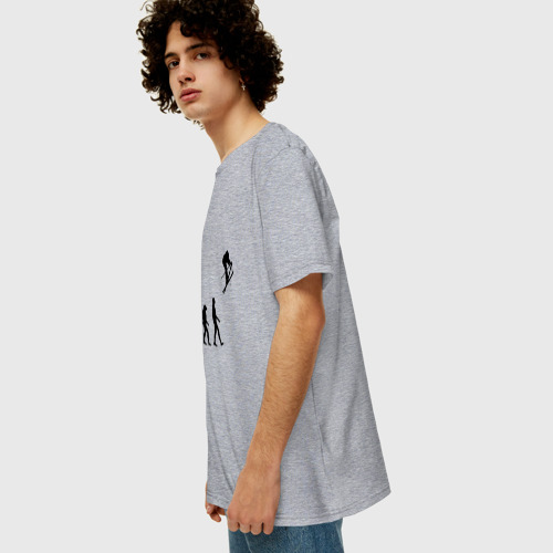 Мужская футболка хлопок Oversize с принтом Эволюция лыжник, вид сбоку #3