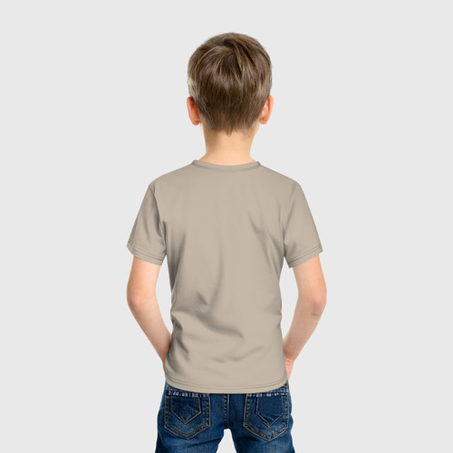 Детская футболка хлопок с принтом Эволюция лыжник, вид сзади #2