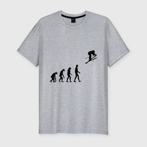 Мужская футболка премиум с принтом Эволюция лыжник, вид спереди #2