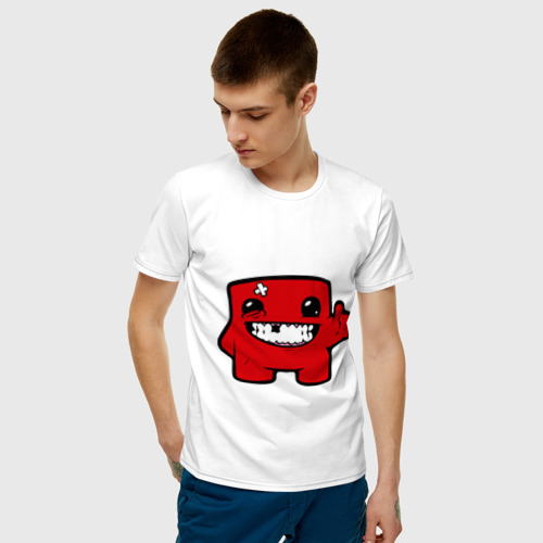 Мужская футболка с принтом Super Meat Boy, фото на моделе #1