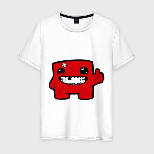 Мужская футболка с принтом Super Meat Boy, вид спереди #2