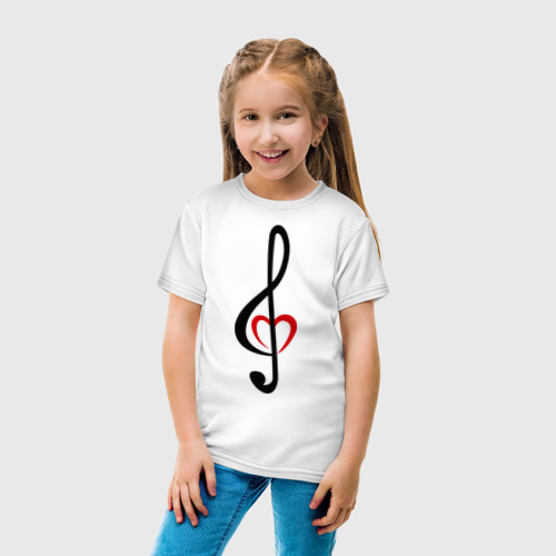 Детская футболка с принтом Скрипичный ключ сердце, вид сбоку #3