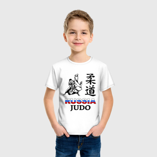 Детская футболка хлопок с принтом Иероглиф борцы Россия, фото на моделе #1